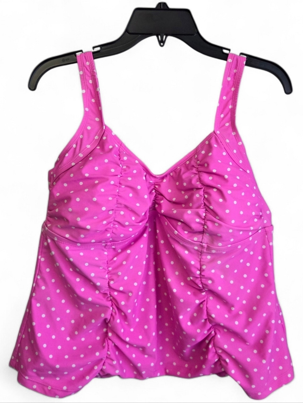 Hot Pink Polka Dot Plus-Size Swimsuit Tankini Top